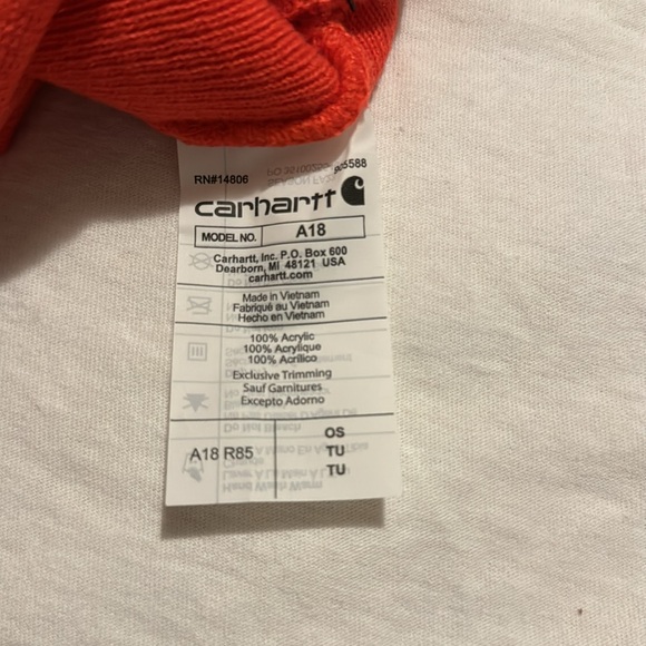 Carhartt Adult Beanie Reddish Orange Knit Cuffed Warm Winter Wear NEW WITH TAGS - Picture 4 of 6
